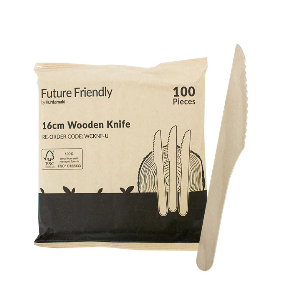 WCKNF-U 100% FSC® Certified Wooden Cutlery Uncoated Knife 160mm - 100 pieces