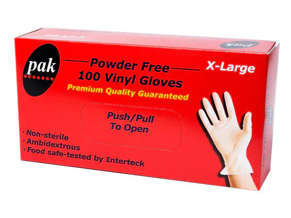 Glove Vinyl Clear Powder Free Box 100 x 10 (X-Large)