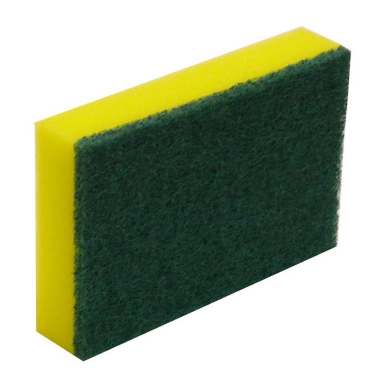 HNBSS Scourer Sponge. Green and Yellow. 7.5cm x 10cm pack of 10
