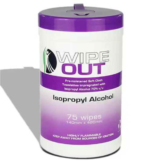 75 Wipes WipeOut 75% IsoPropyl Alcohol Wipes 140x420mm