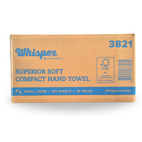 3821 | Whisper Superior Soft Compact Hand Towel 1ply / 2160 sheets