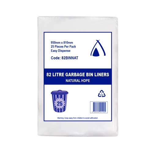 82BINNAT Bin liners 82L Clear  950 x 810mm 250pcs/ctn