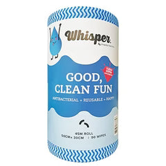 8044 Whisper Blue Wipe Roll Heavy Duty 90 wipes 50x 30cm Anti bac - EACH
