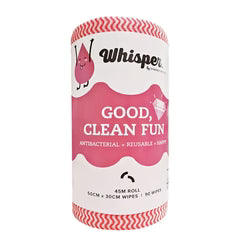 8047 Whisper Red Wipe Roll Heavy Duty 90 wipes 50x 30cm Anti Bac- Each
