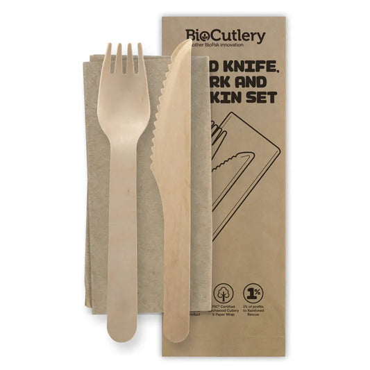 WCFKS - WOODEN FORK/KNIFE/NAPKIN SET 400/CTN
