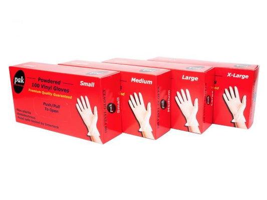 GLOVES- L-PF PAK VINYL CLEAR P/FREE - LARGE 100pk x 10